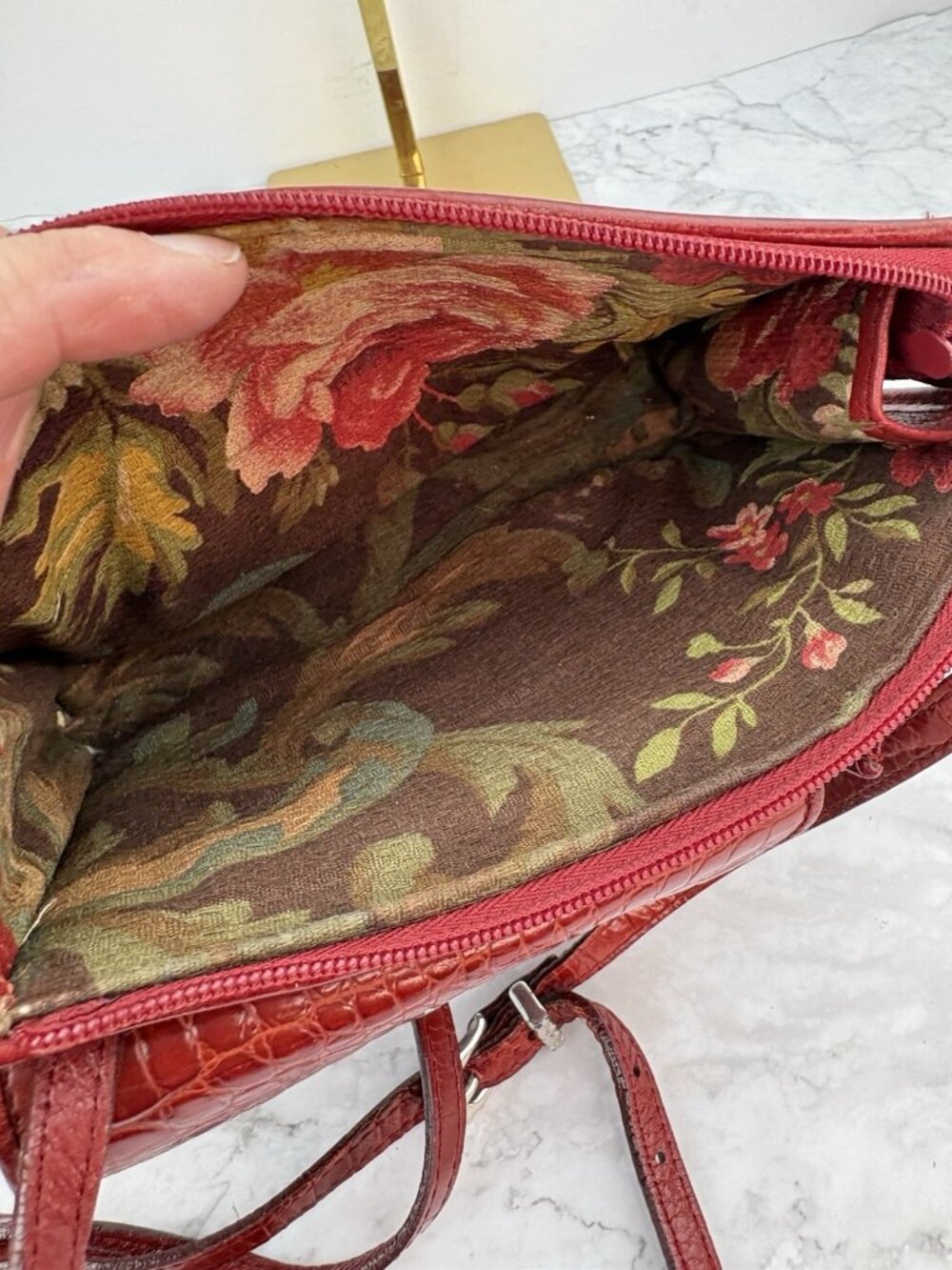 -Crossbody Wallet Purse Red Pebbled Leather Travel Festival Western Casual - Picture 6 of 12
